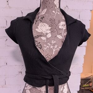 Reformation Knit Cropped Wrap Top